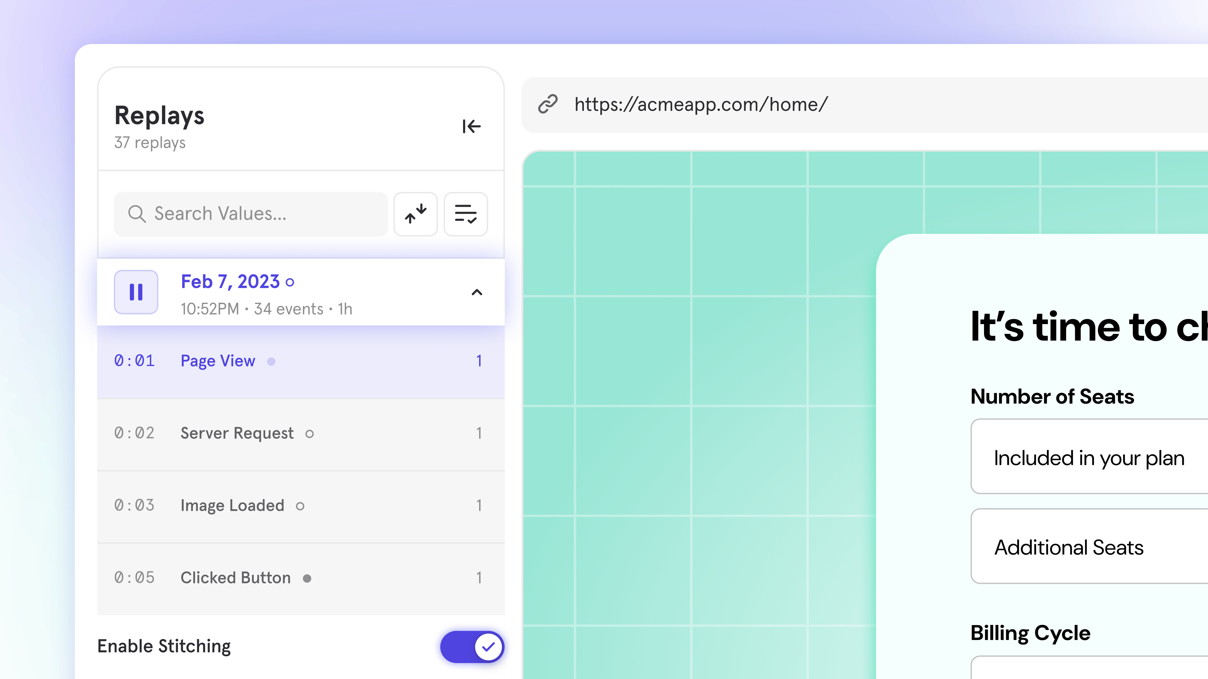 Watch replays for any event — even backend events