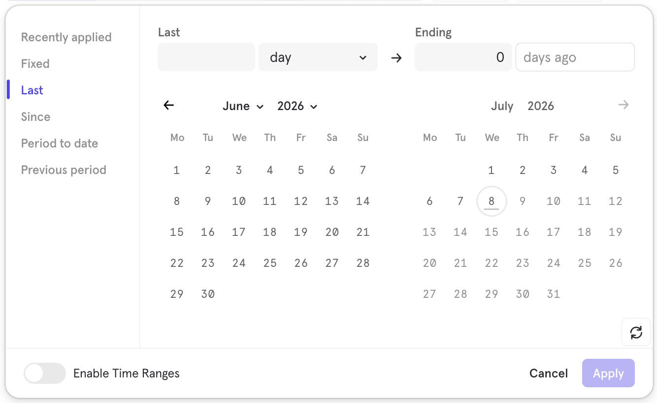 Date Picker Last Date Picker Last