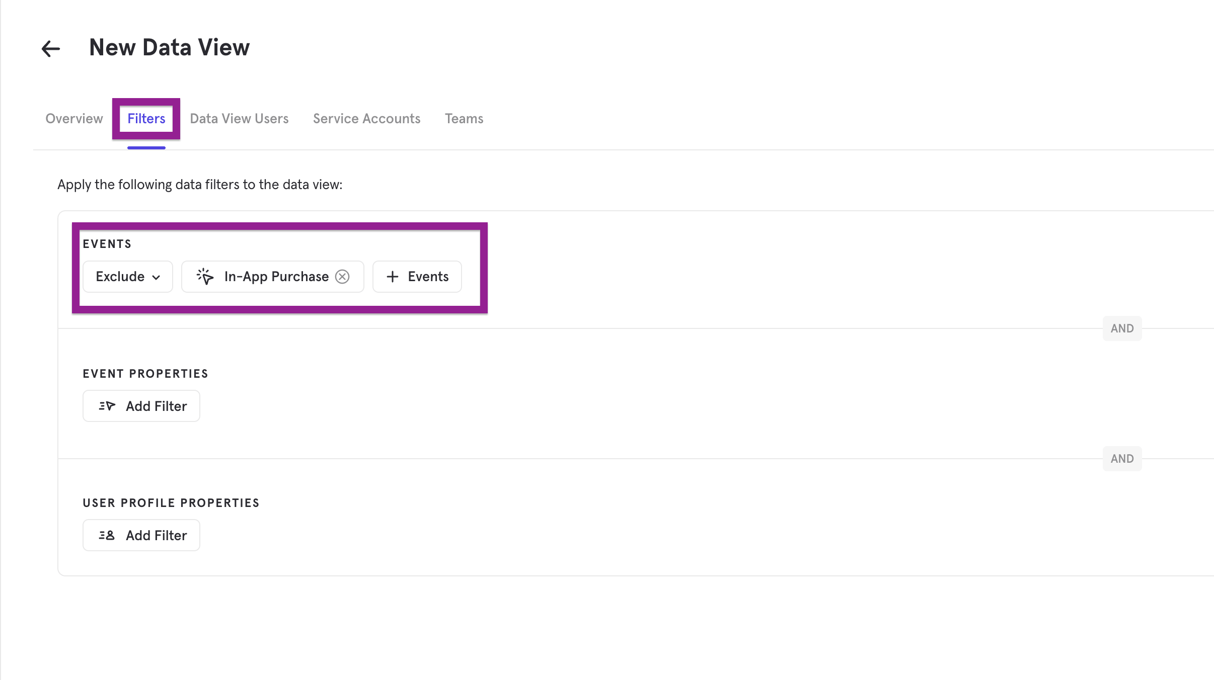 Data Views Filters