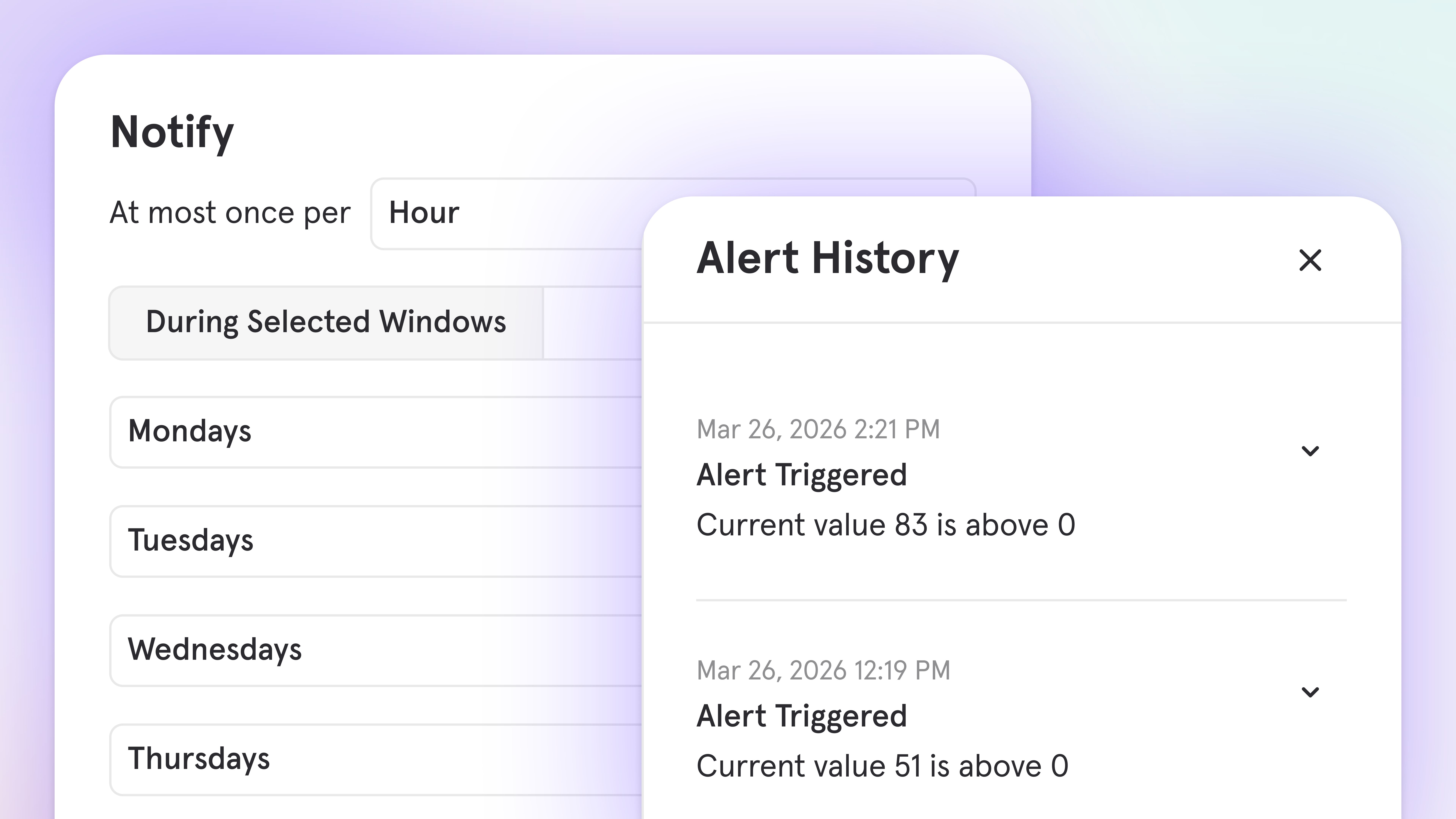 Alerts: Take control with scheduling, history, and webhooks