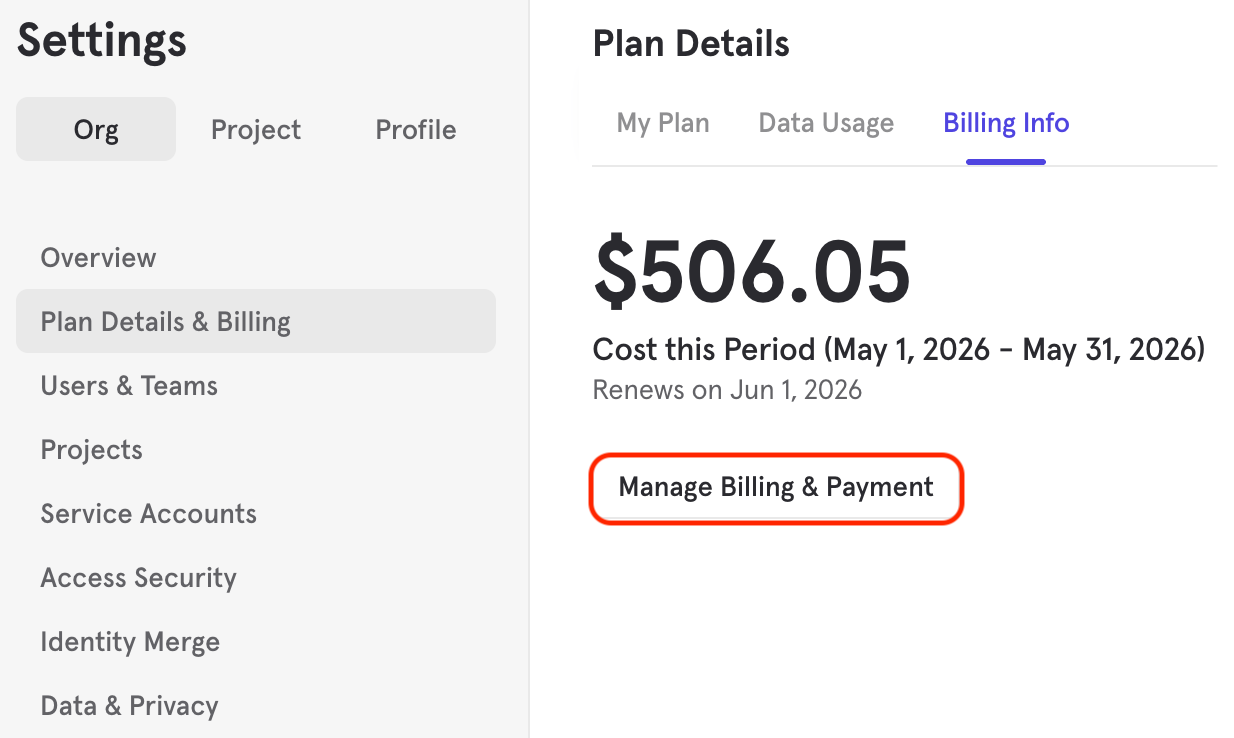 Manage Billing & Payment