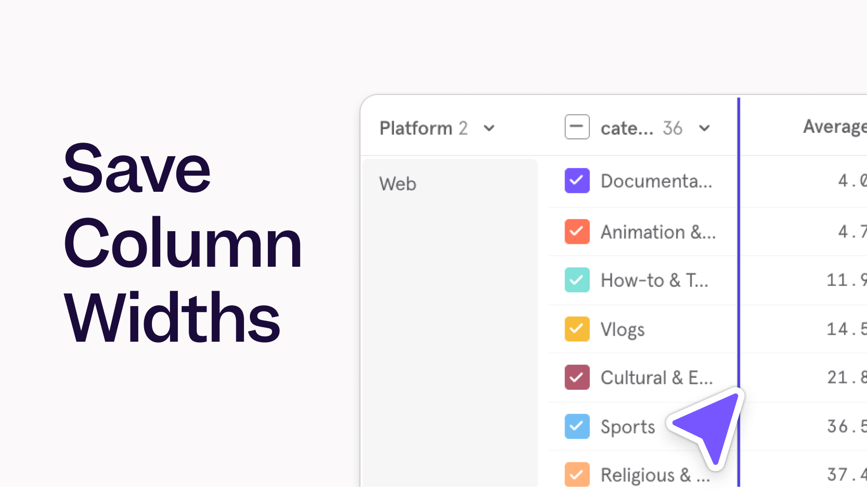 Save Column Widths in Tables
