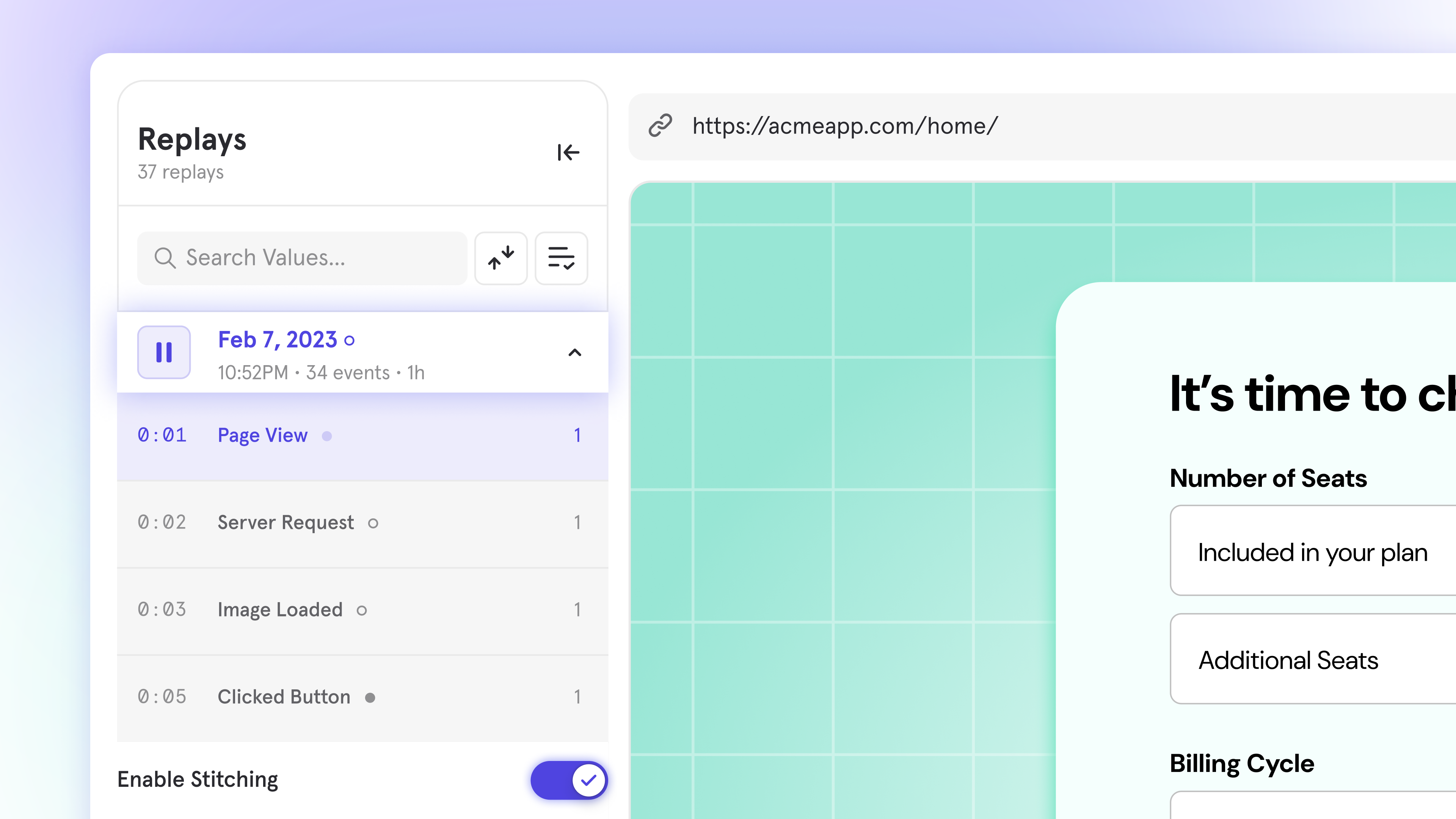 Watch replays for any event — even backend events