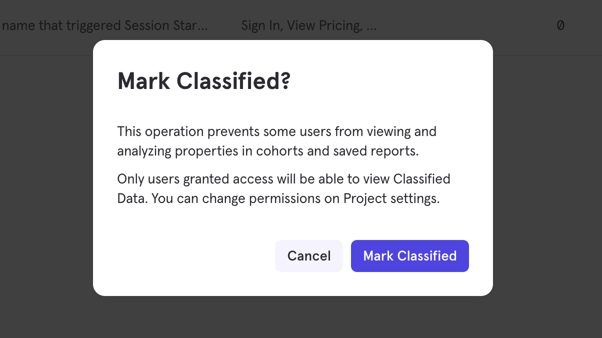 Mark Classified Warning