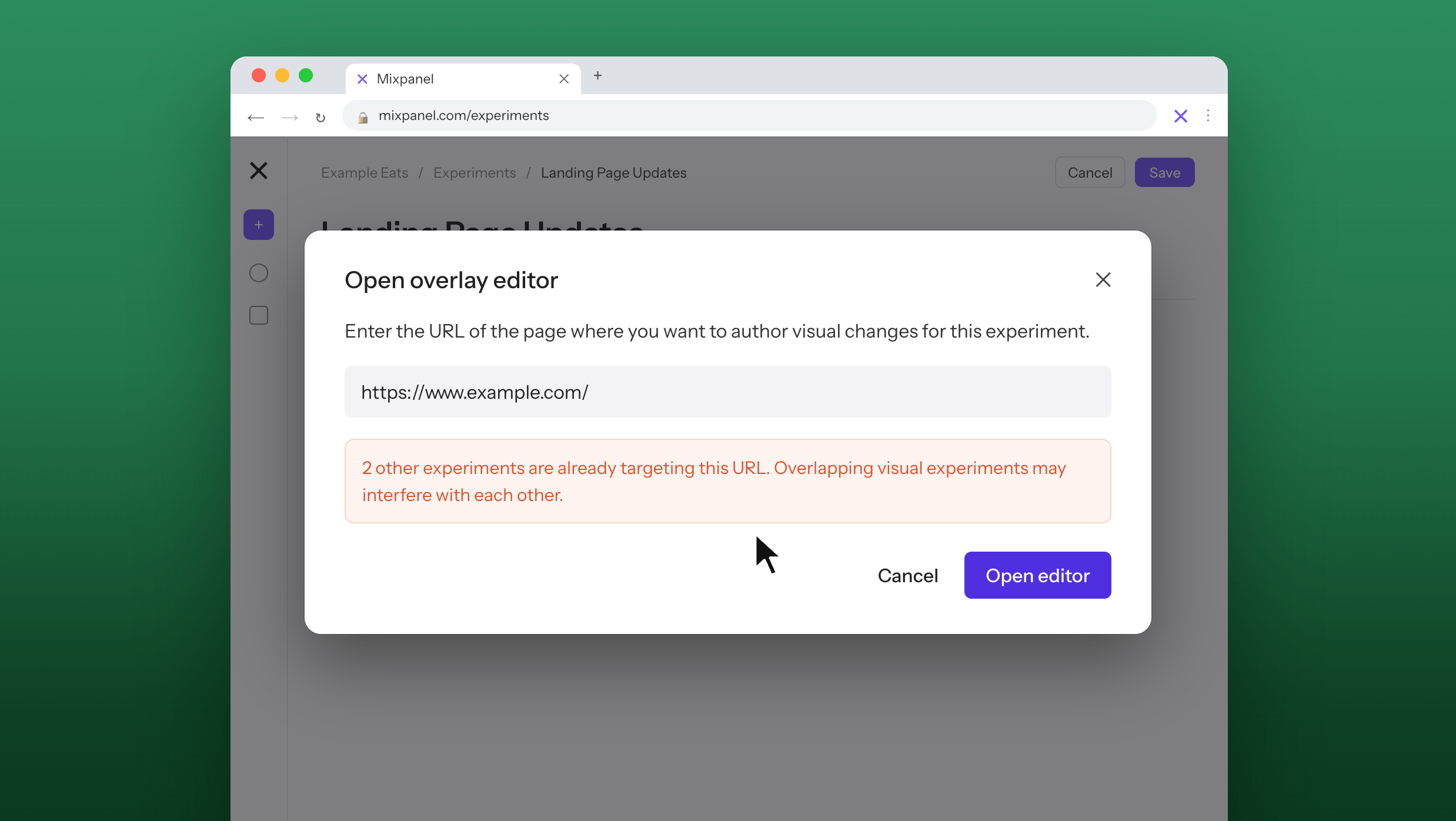 Web Experiment Url Warning