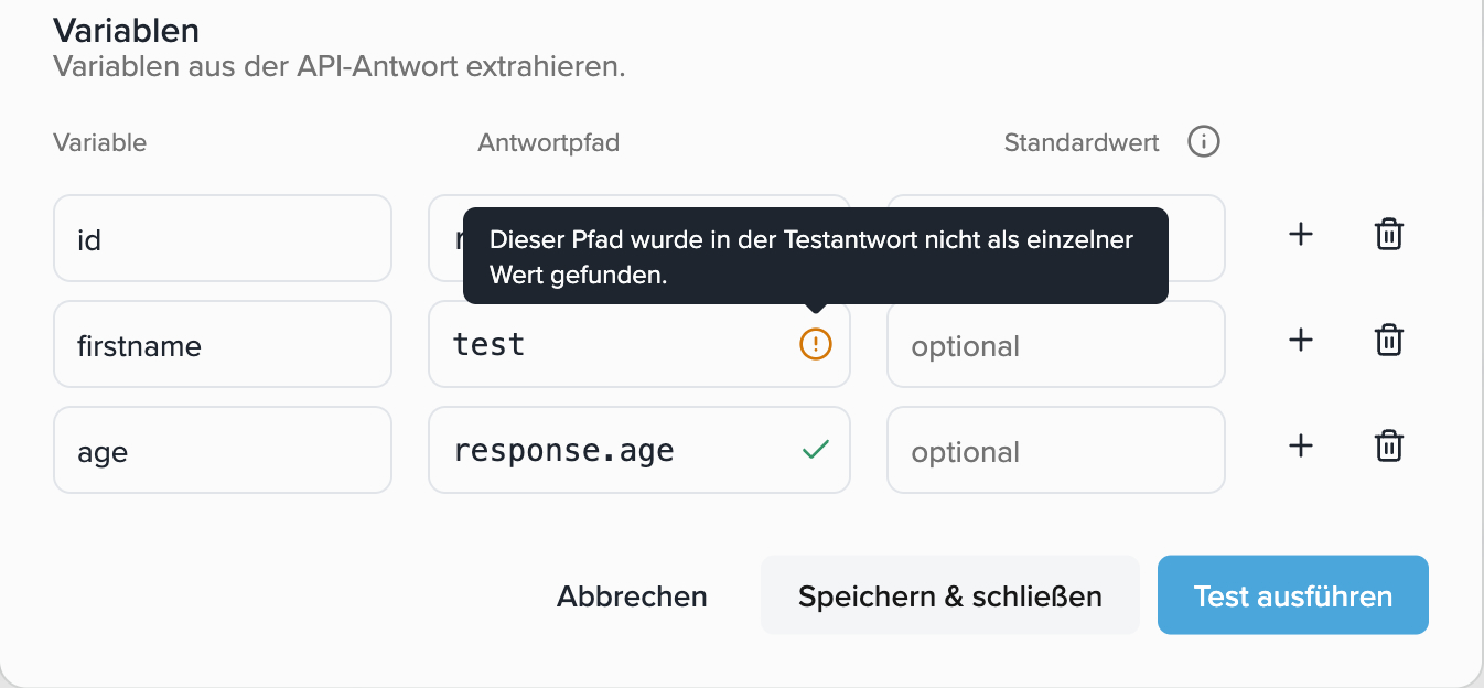 Path not found in the test response