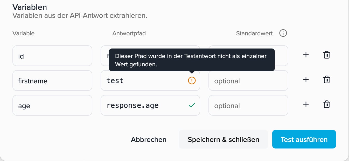 Path not found in the test response