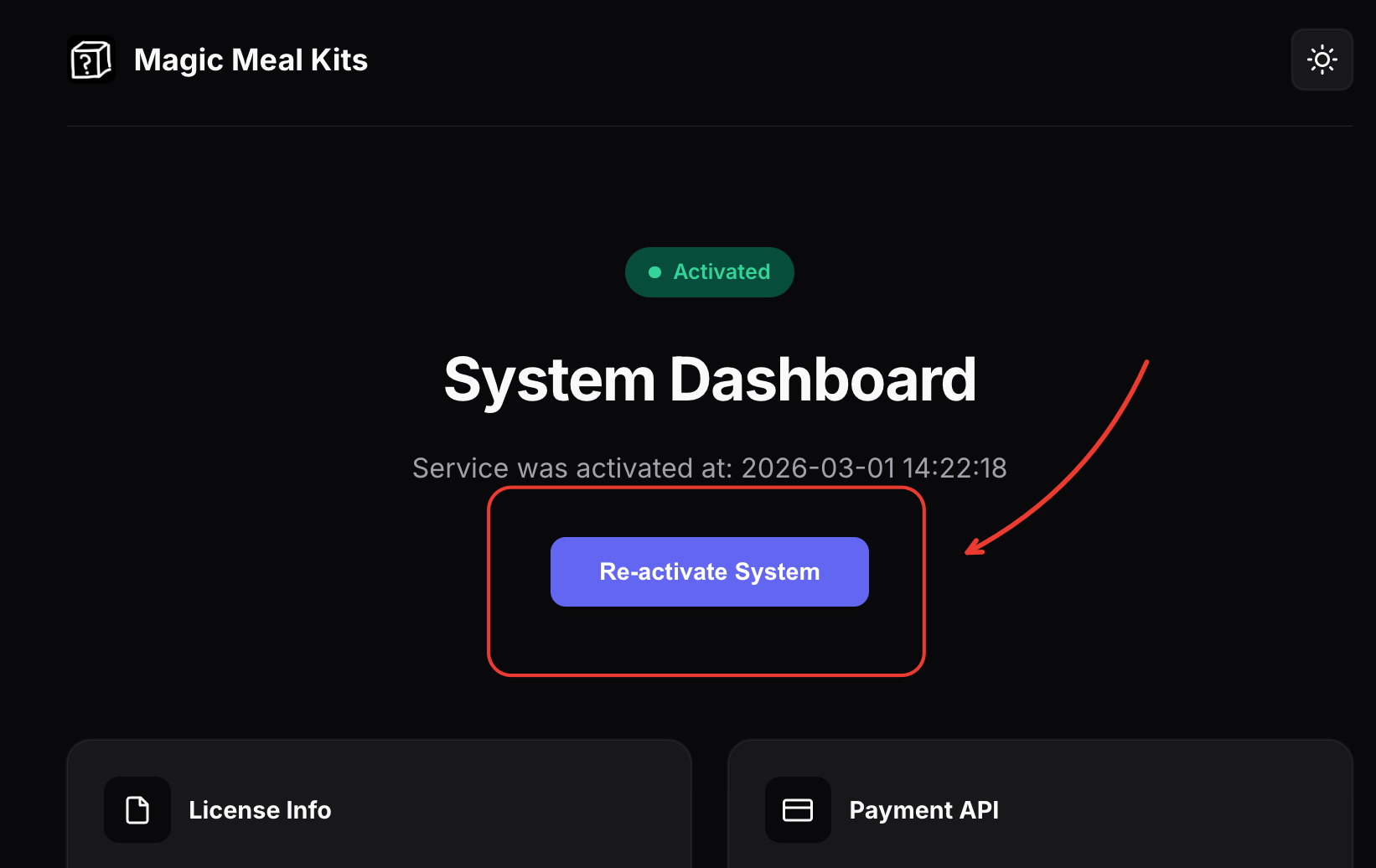 App Status에서 매직밀키트 서버 선택