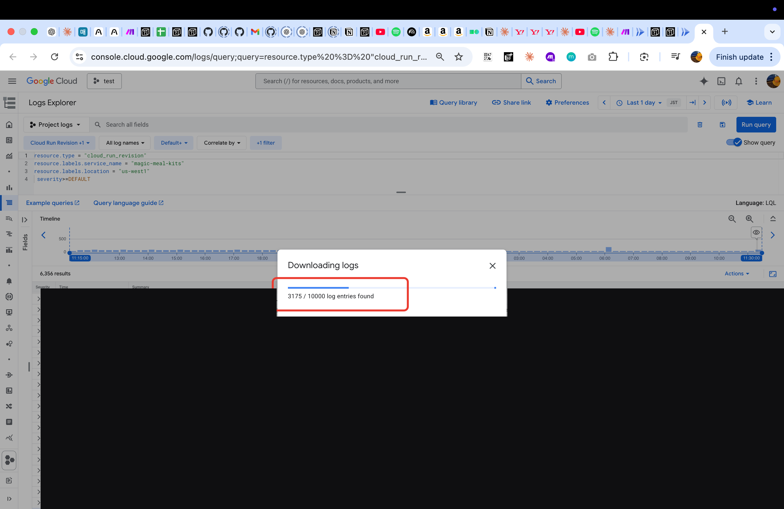 Confirming the log file download