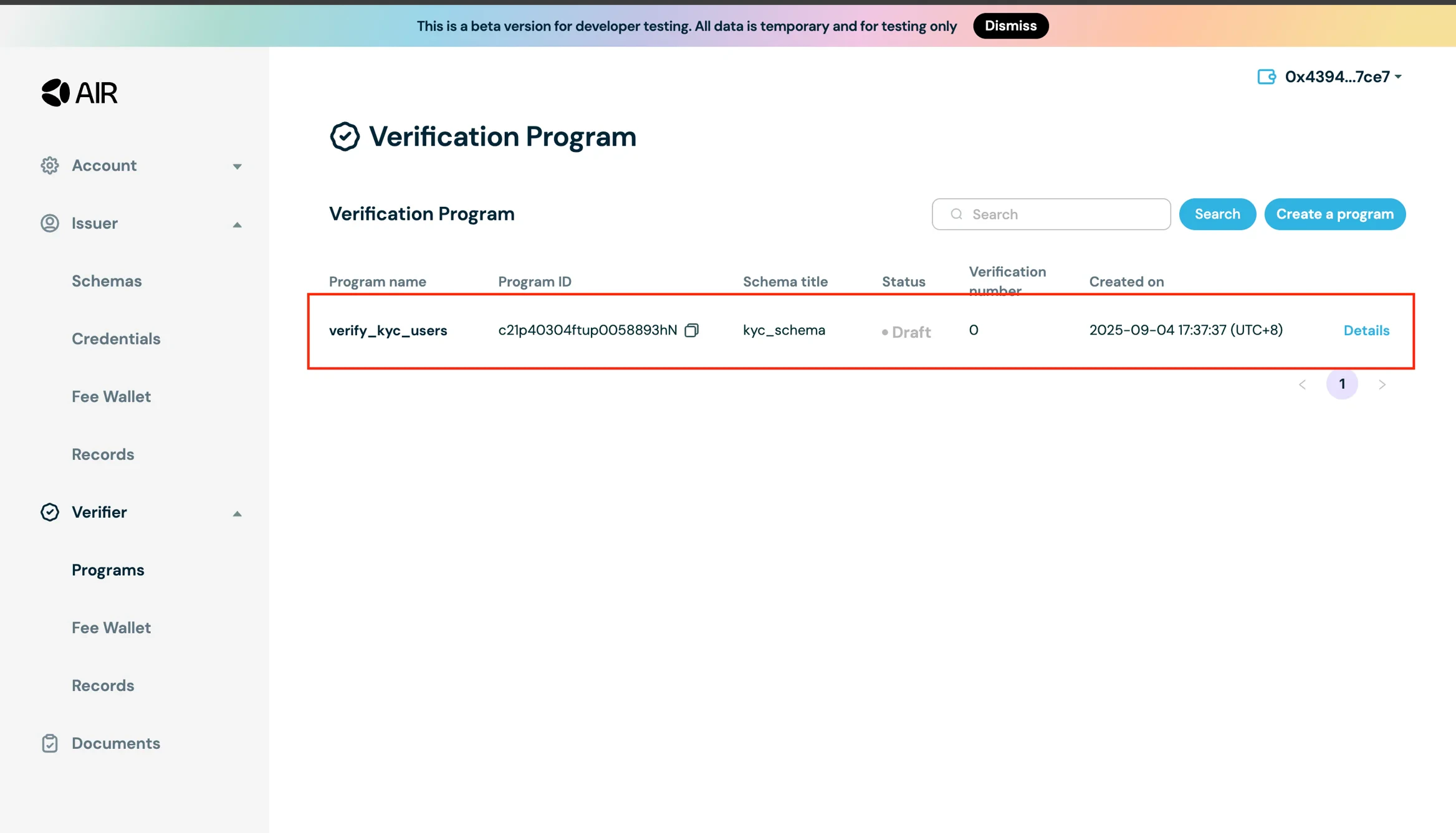 Moca verifier program created
