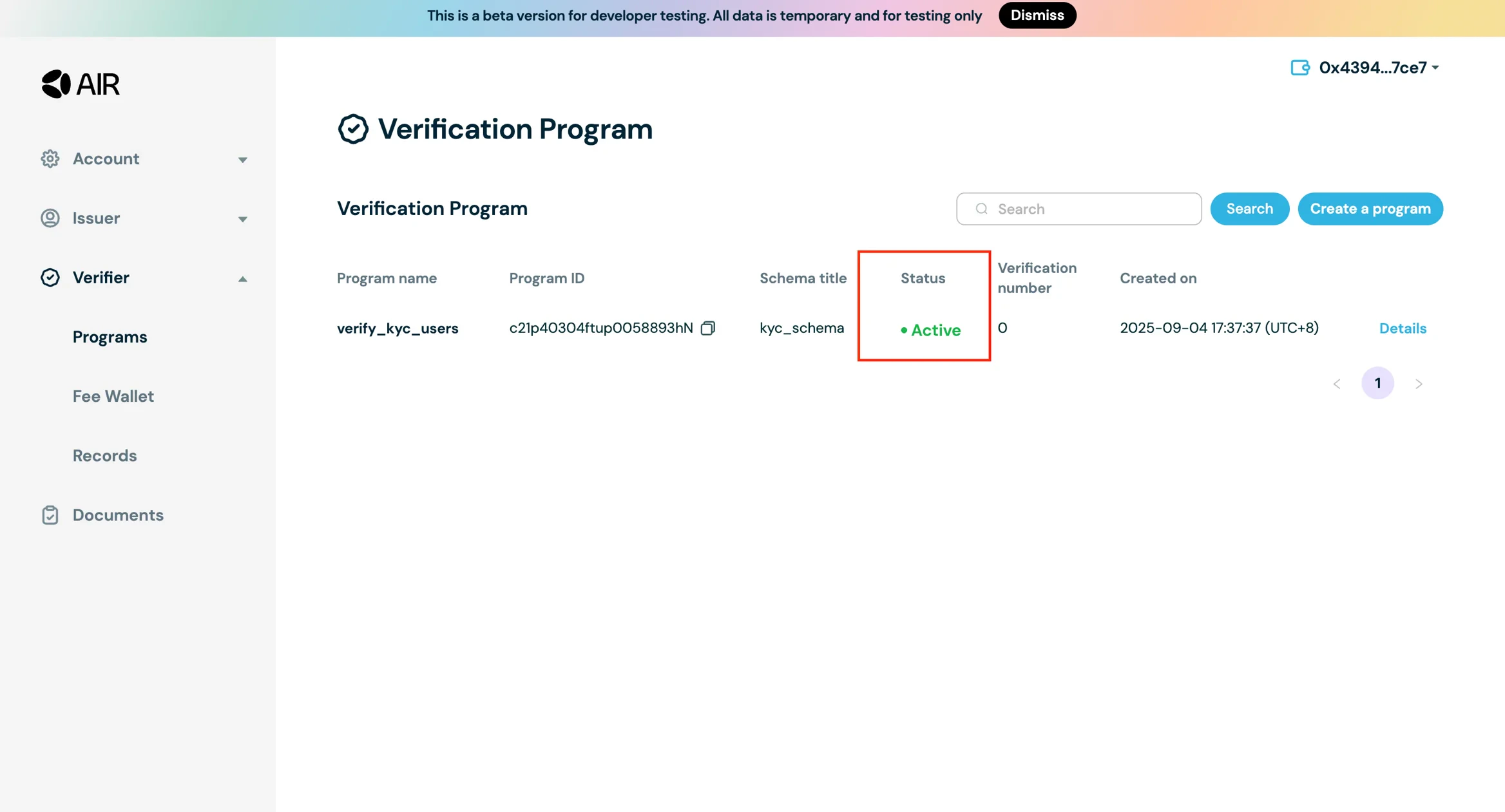 Moca verifier program deployed