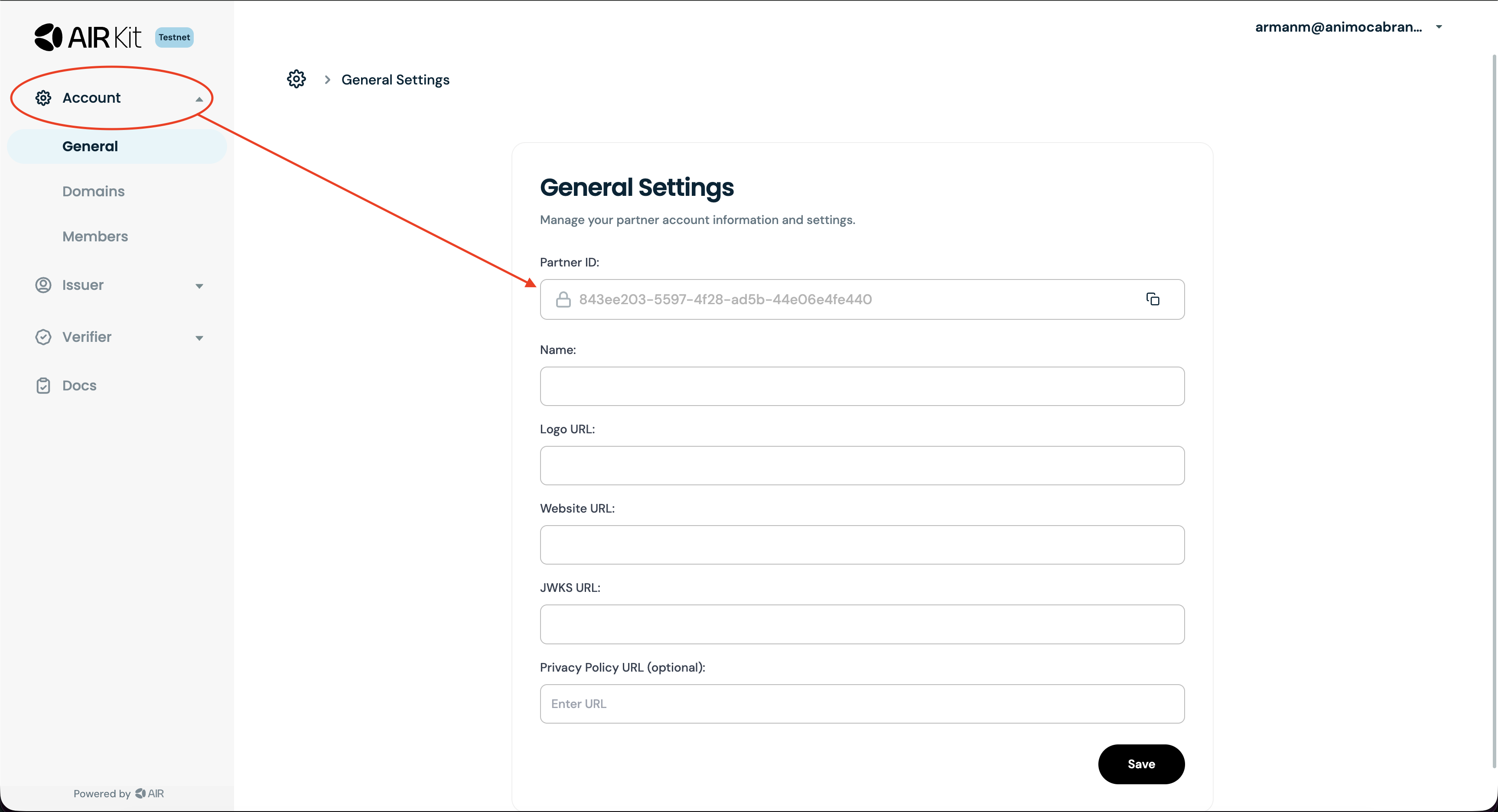 Quickstart - get partner ID