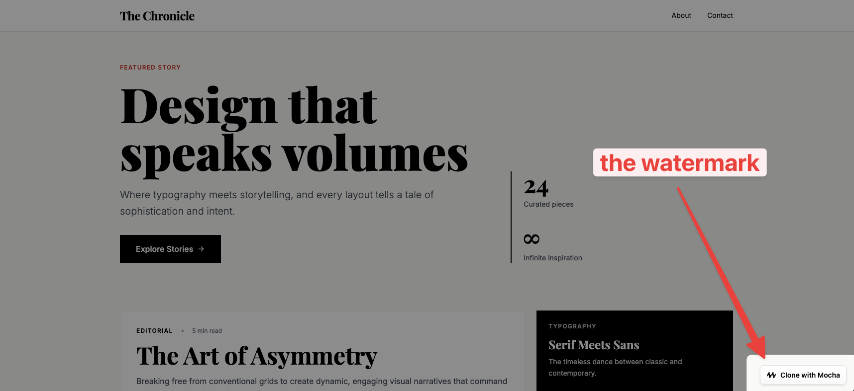 The Mocha watermark displayed on a website