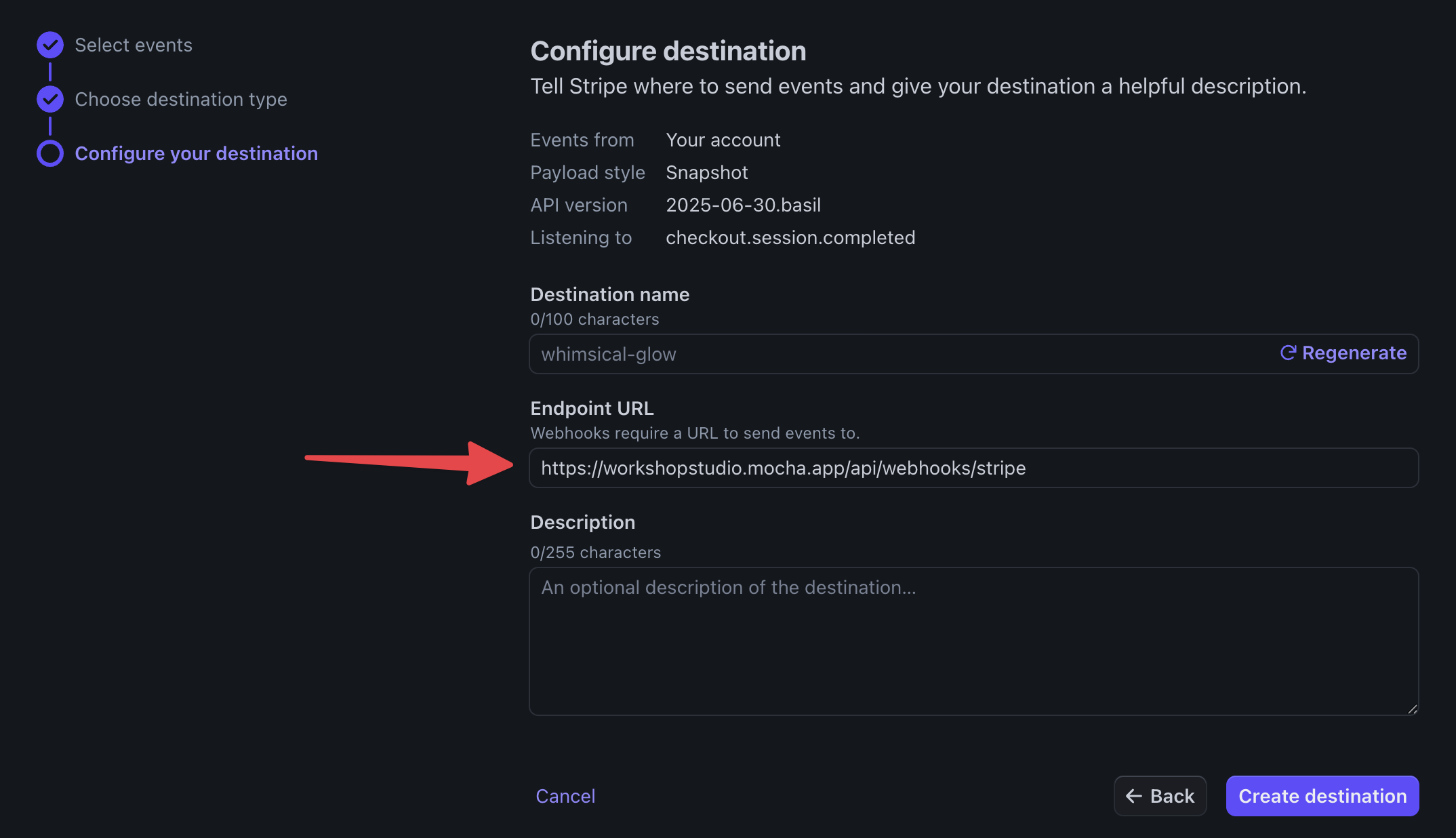 Stripe Webhook Endpoint