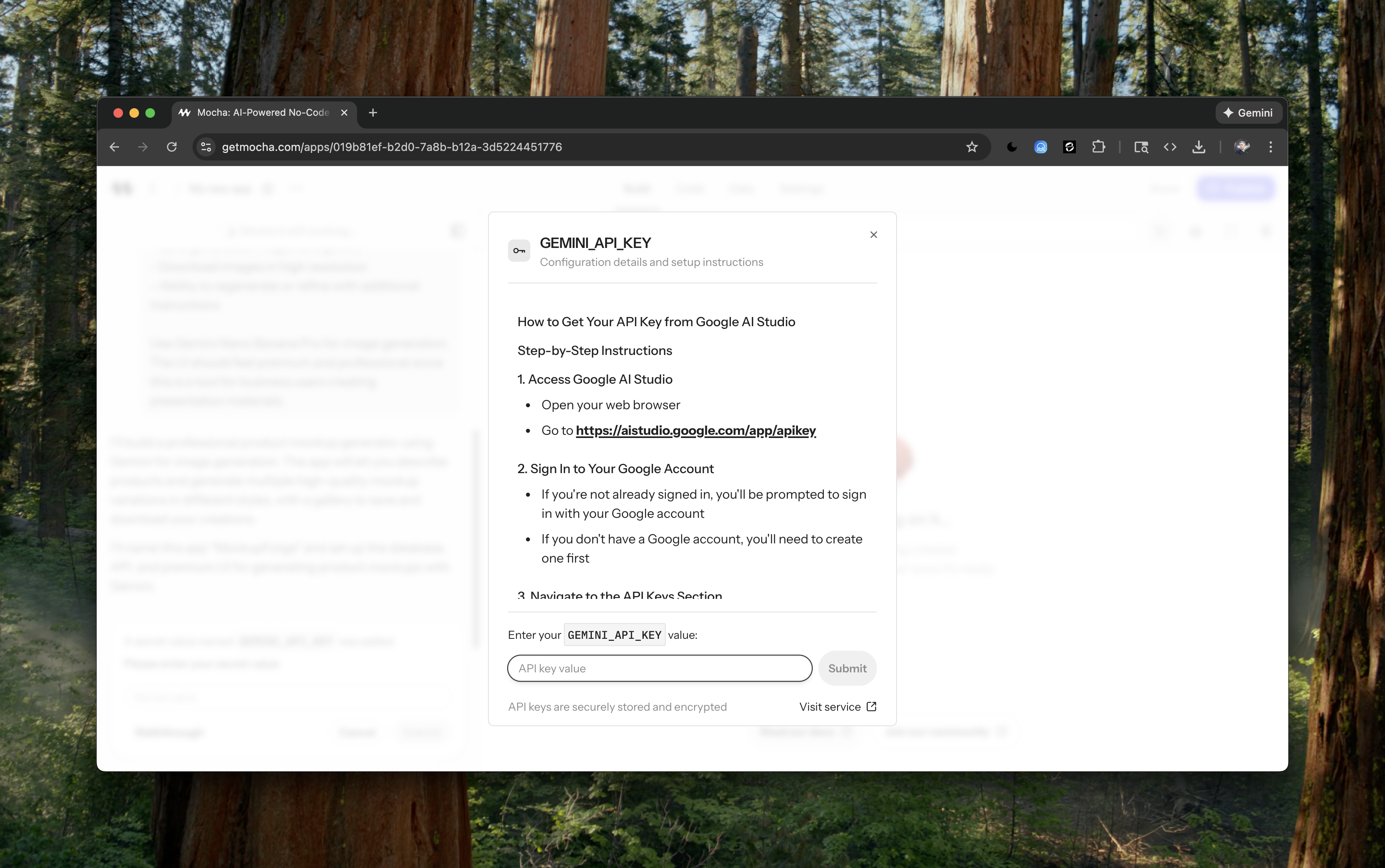 Gemini API Key Modal