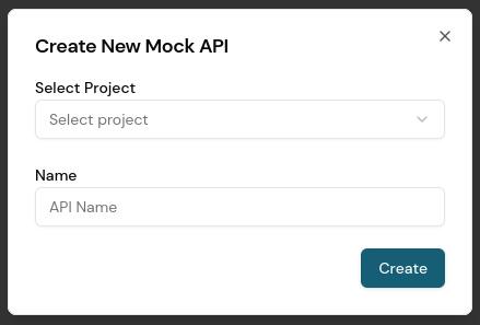 Screenshot of mock API creation modal.