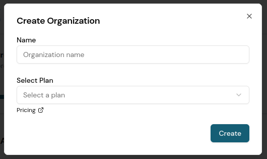 Screenshot of organization switcher.