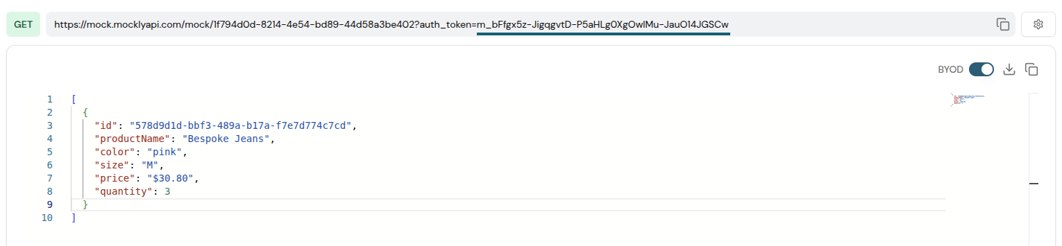 Private endpoint settings token view.