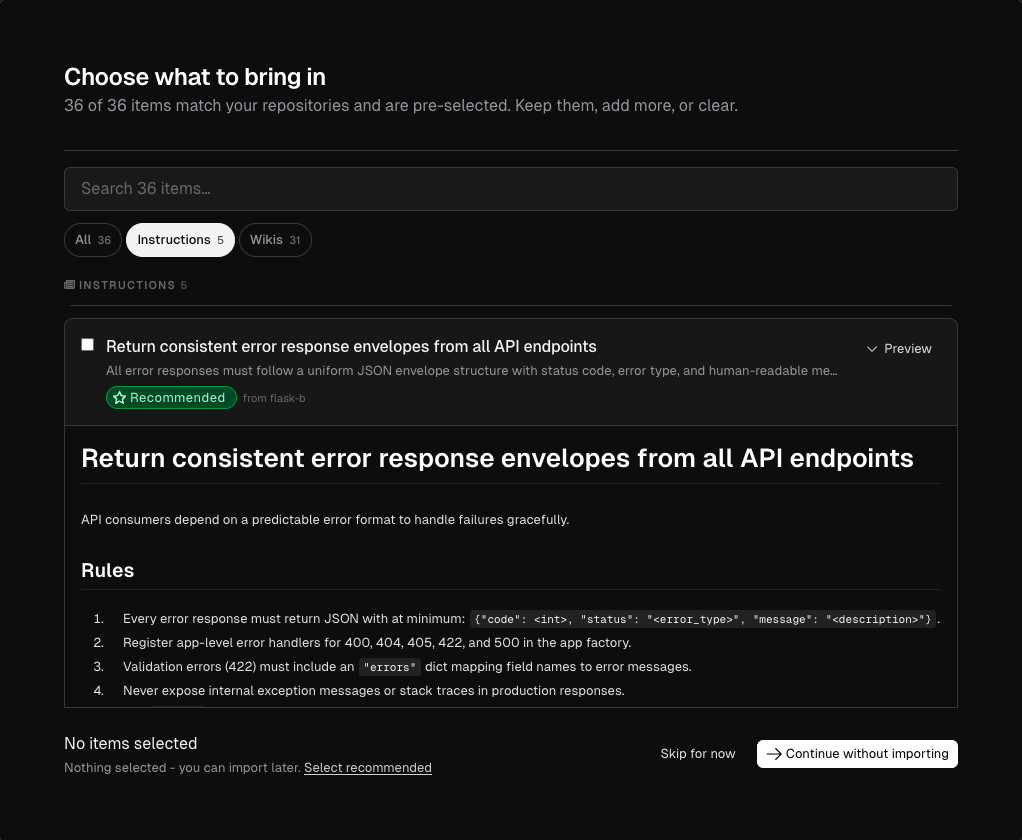 Inline preview expanded for an instruction, showing its full content