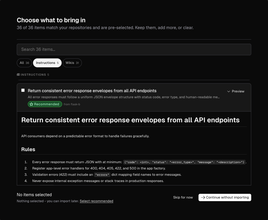 Inline preview expanded for an instruction, showing its full content