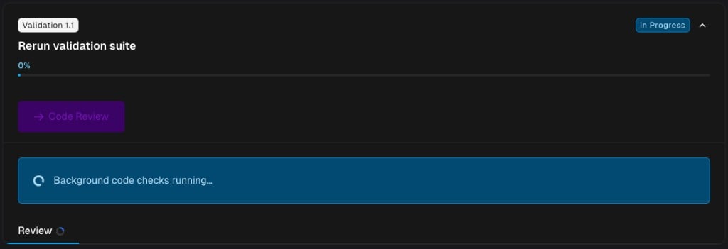 Ad-hoc validation milestone running in the Roadmap