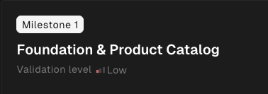 Validation level indicator on a milestone card