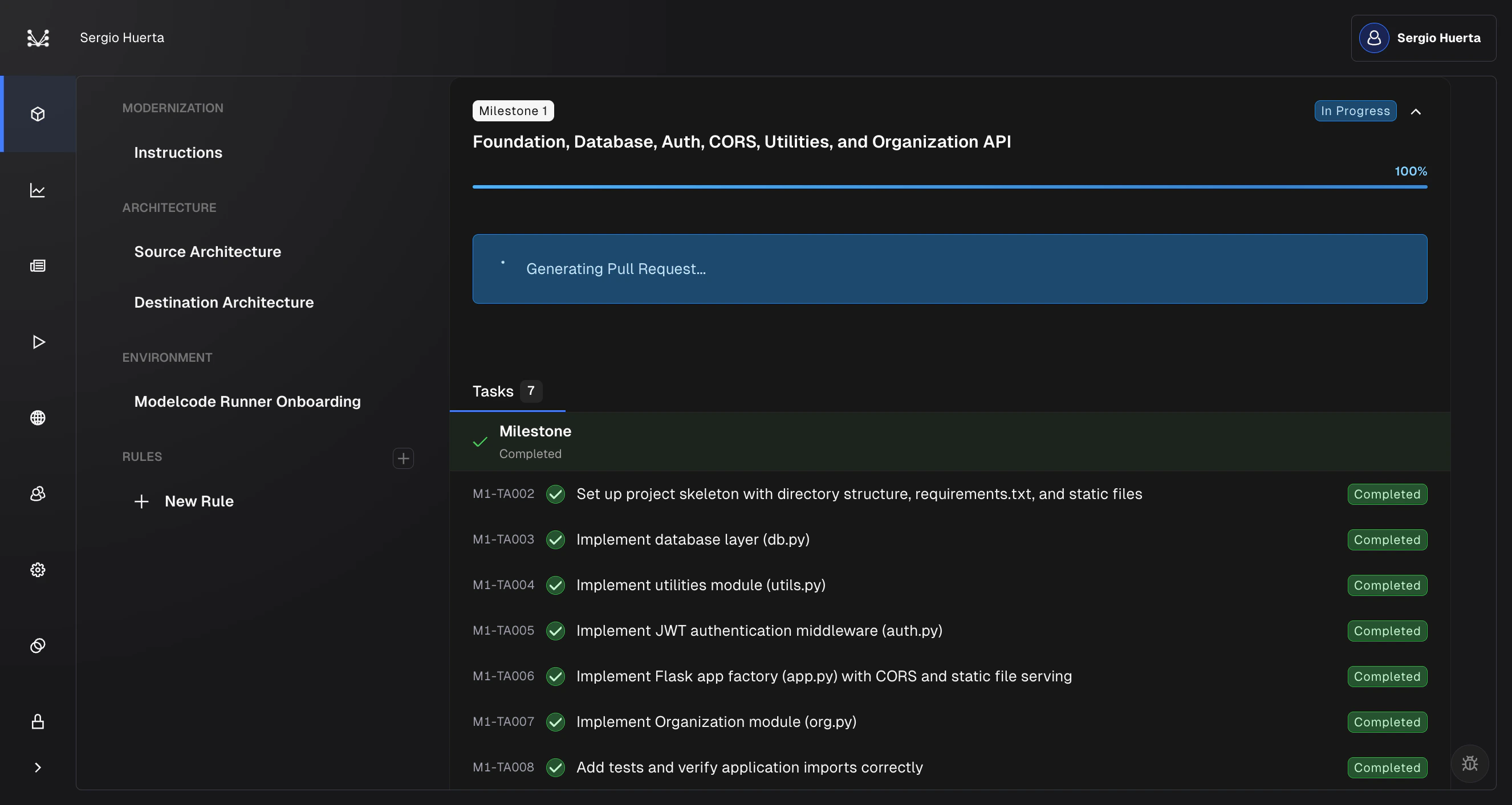 All tasks completed, generating pull request