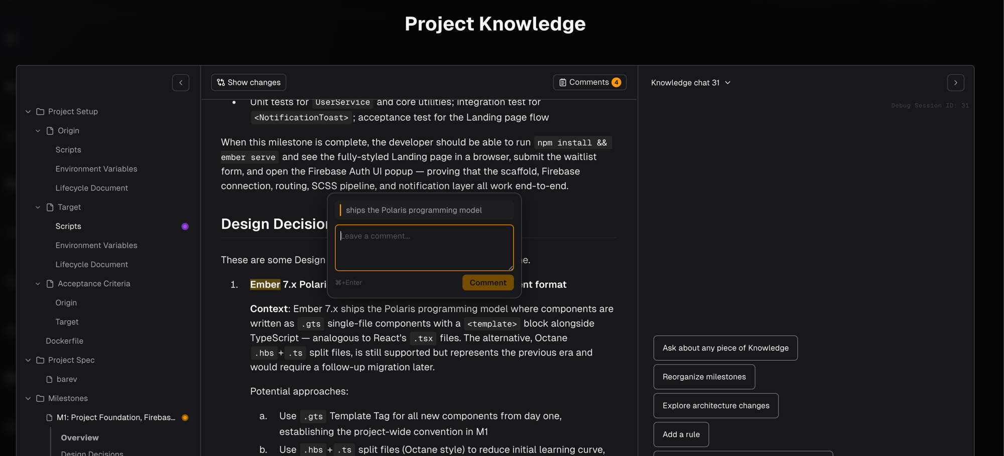 Comment form with quoted text and submit button