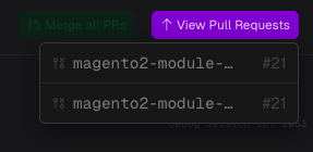 Merge all PRs in the Code Review drawer header, with the milestone's pull requests listed