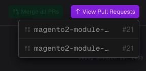 Merge all PRs in the Code Review drawer header, with the milestone's pull requests listed