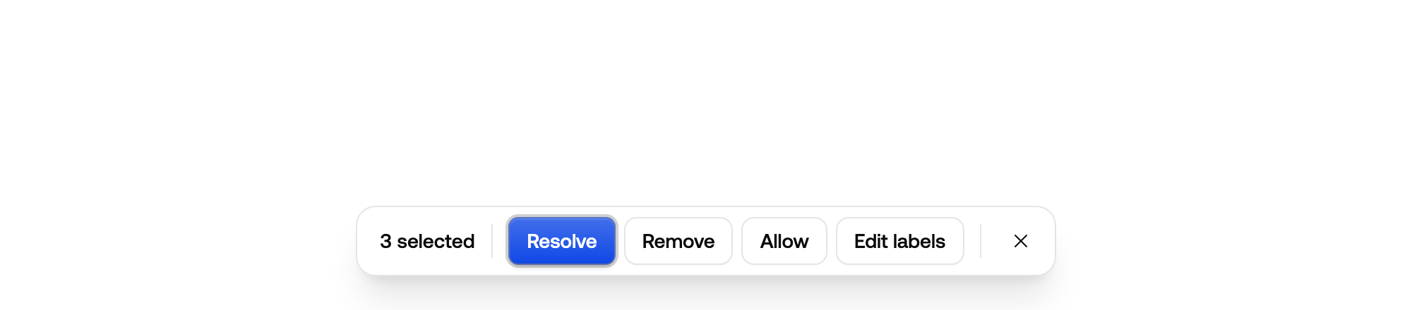 Bulk action bar for selected items
