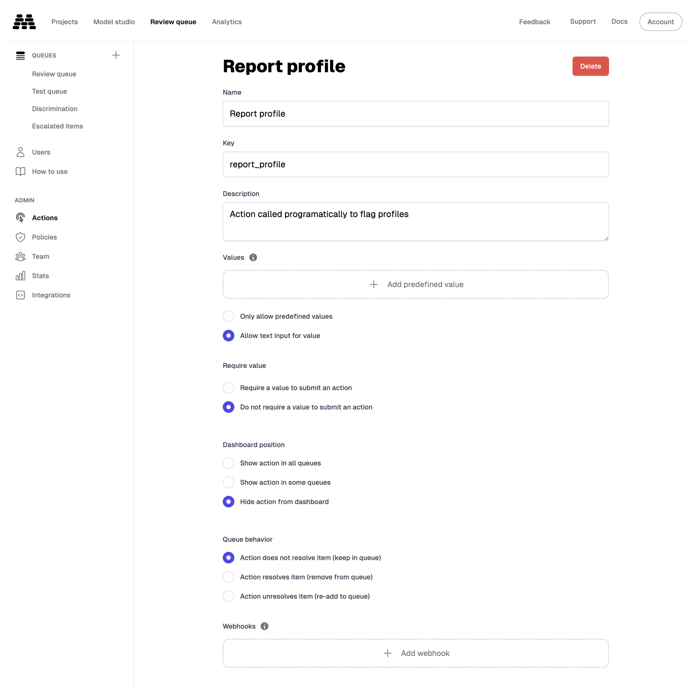 Creating a New Action