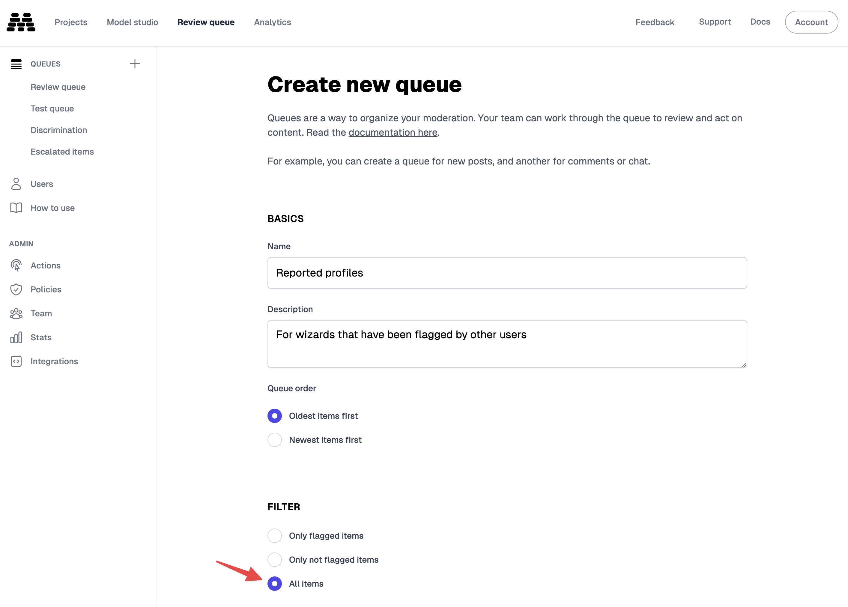 Creating a New Review Queue