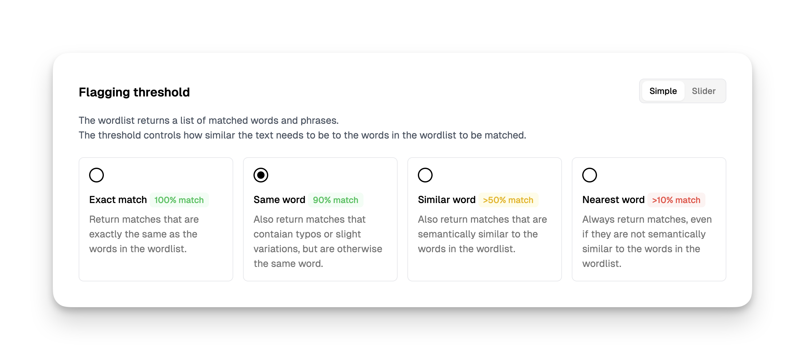 Wordlist thresholds