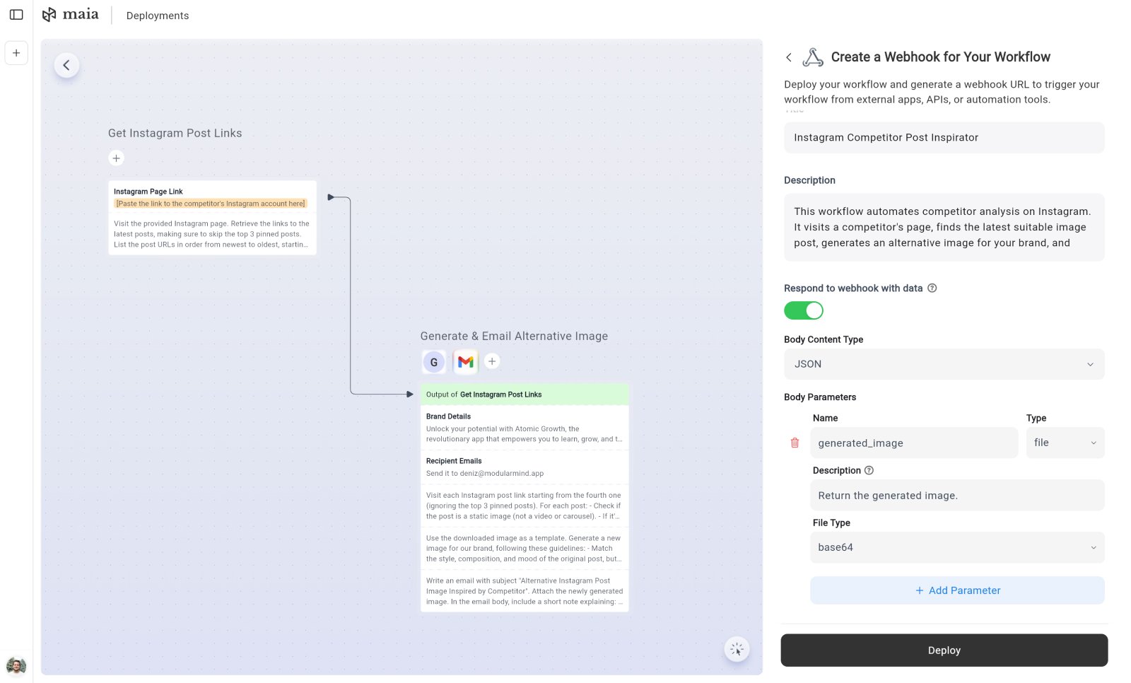 Webhook response configuration