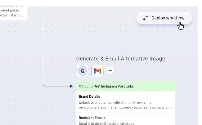 Deploy workflow button