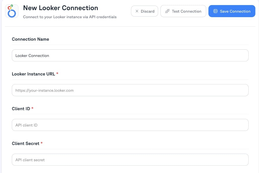 New Looker Connection form in Modus