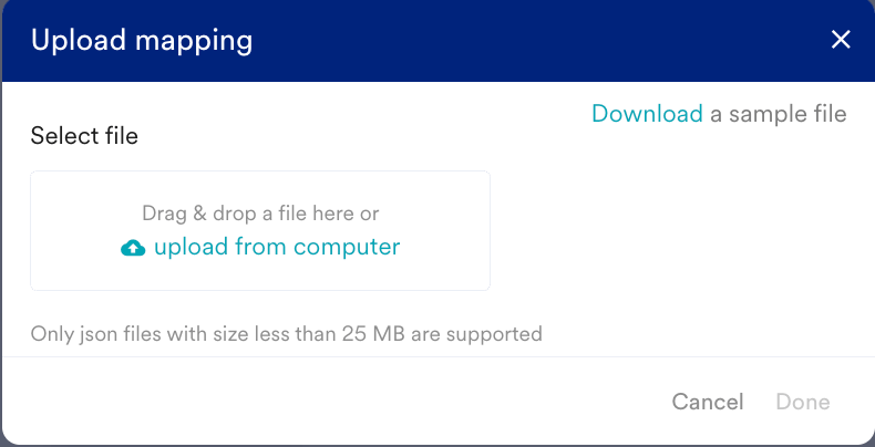 Upload mapping dialog