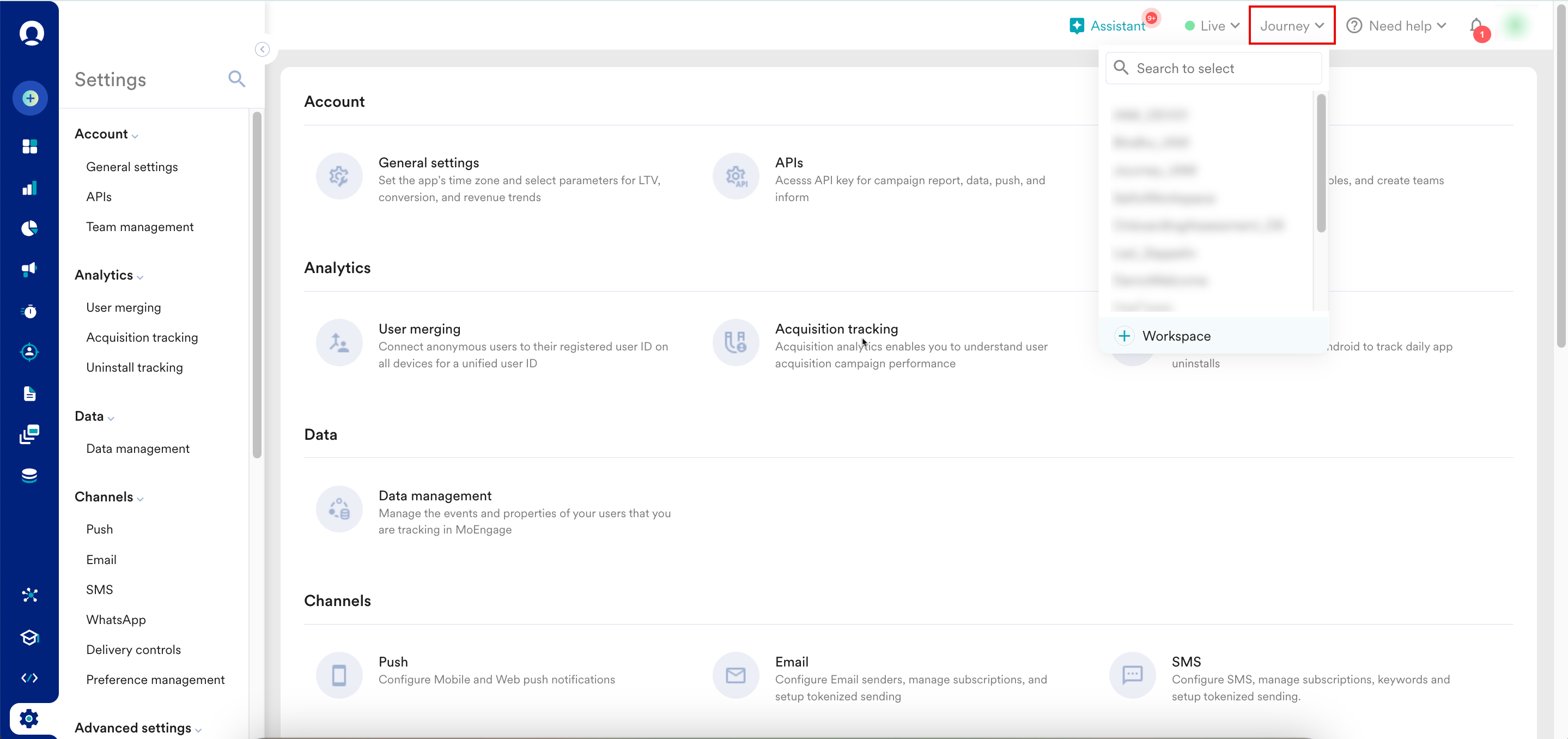 Workspace switcher
