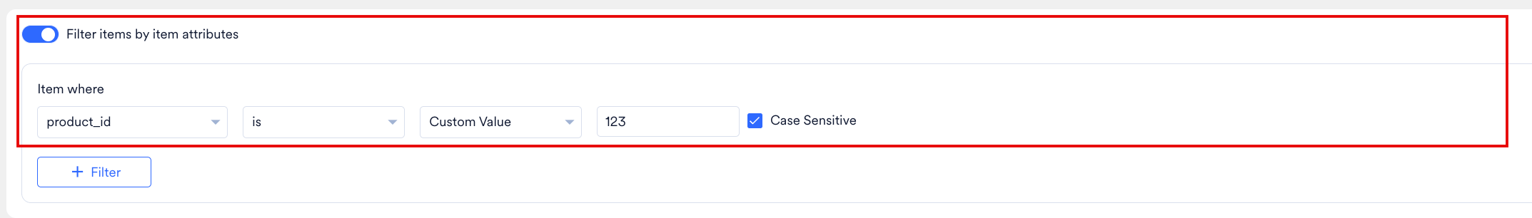Filter items by item attributes