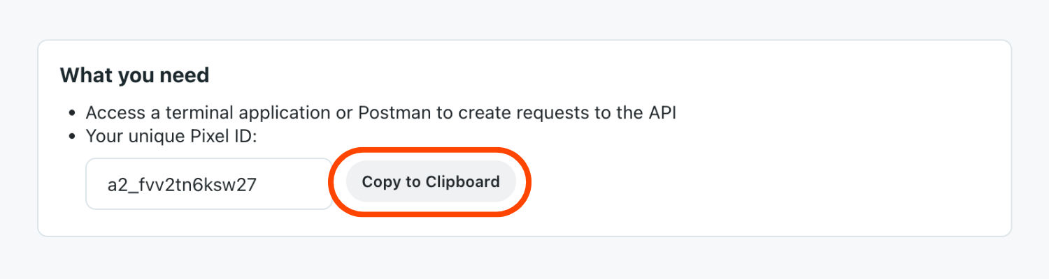 Reddit Events Manager showing the Pixel ID and the Copy to Clipboard option