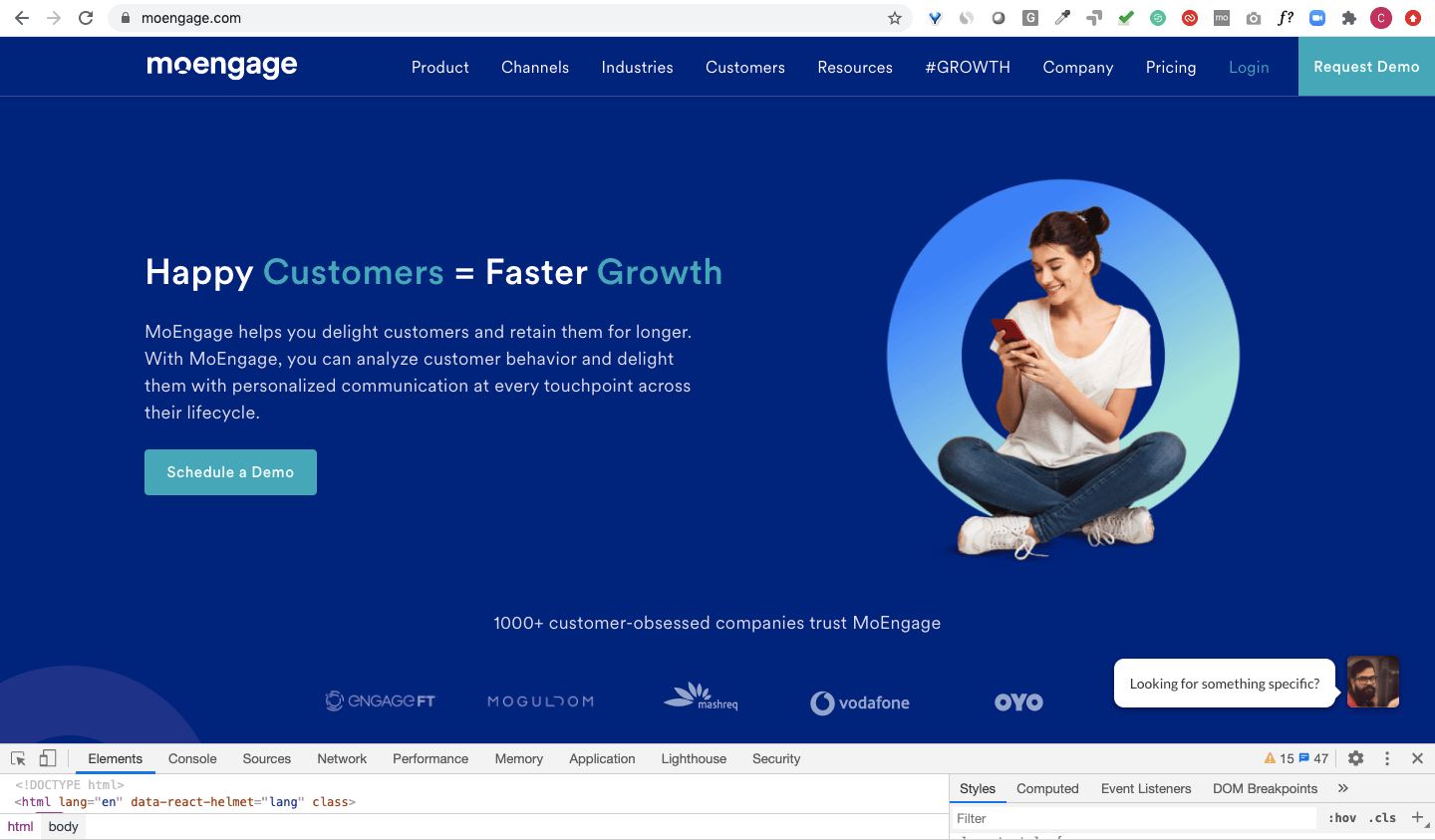 Screenshot showing how to open developer options in Chrome.