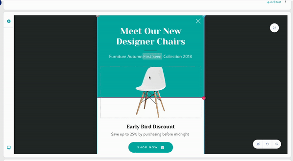 GIF showing how to personalize an image by clicking the @ button.