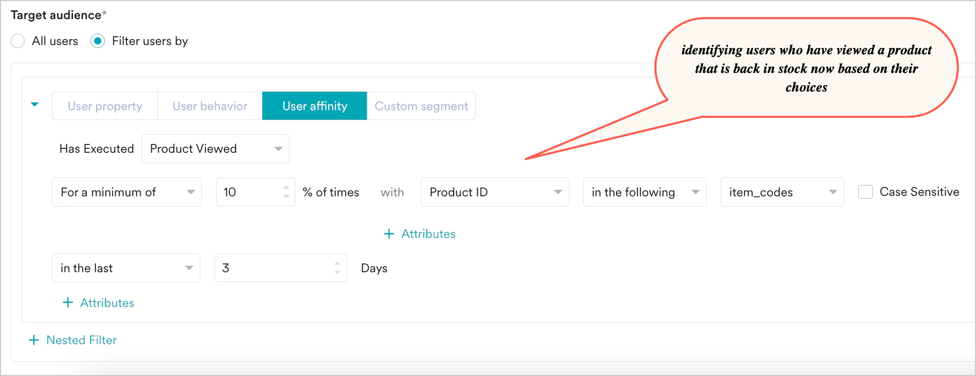 Push Useraffinity