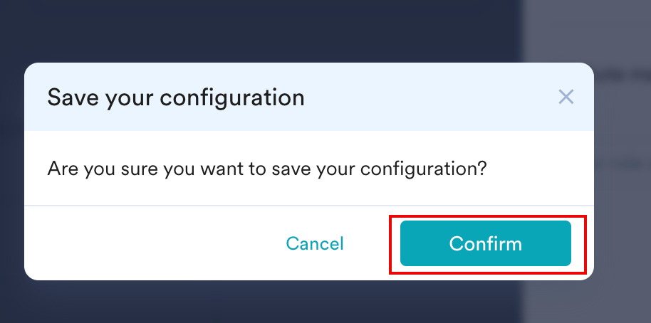 Save your configuration confirmation dialog box