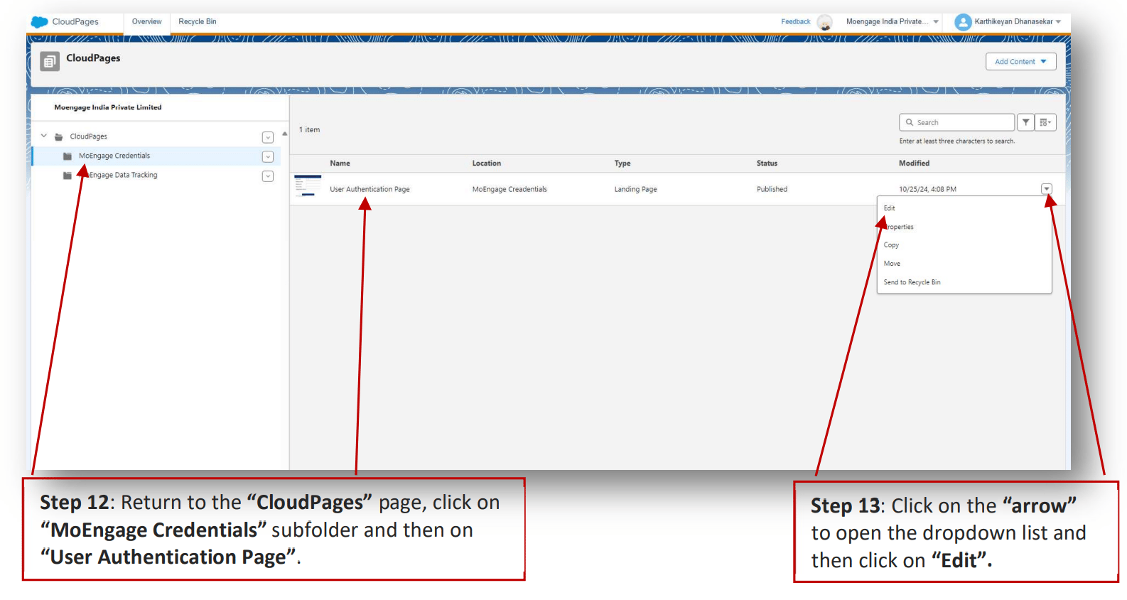 Editing the User Authentication Page CloudPage