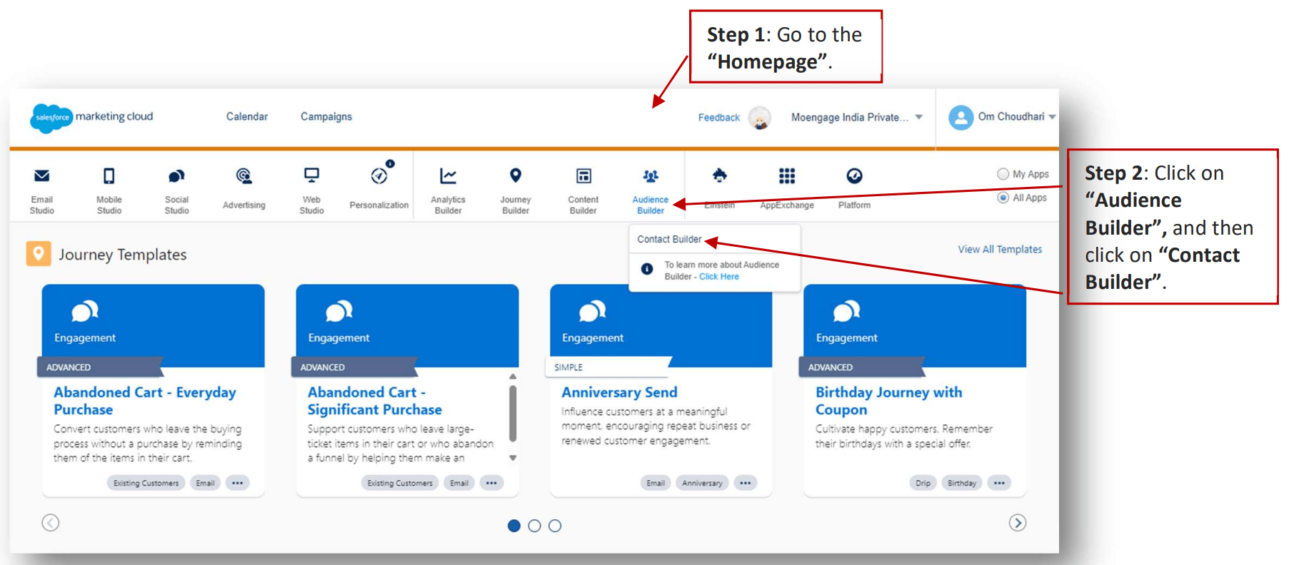 Navigating to Audience Builder > Contact Builder