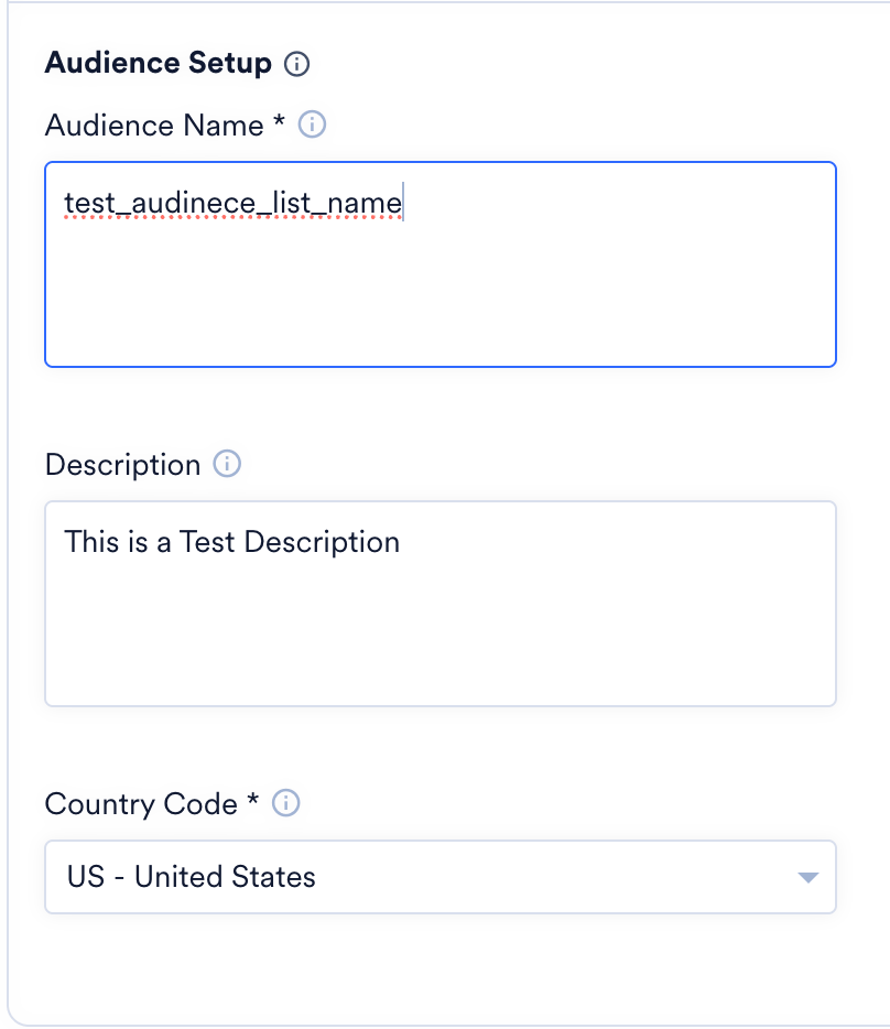 Create Audience connector fields in MoEngage