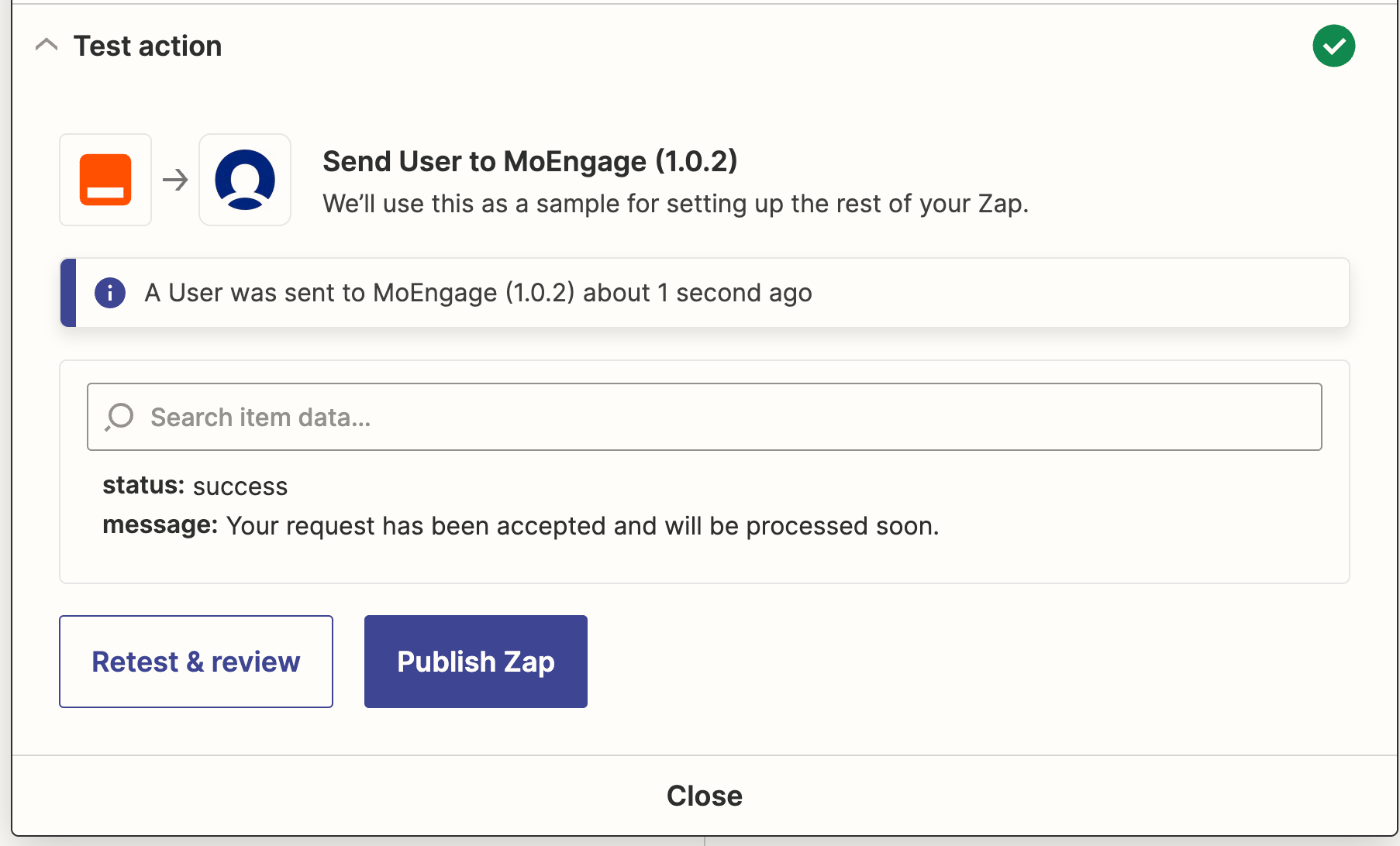 Successful API call response for cohort update