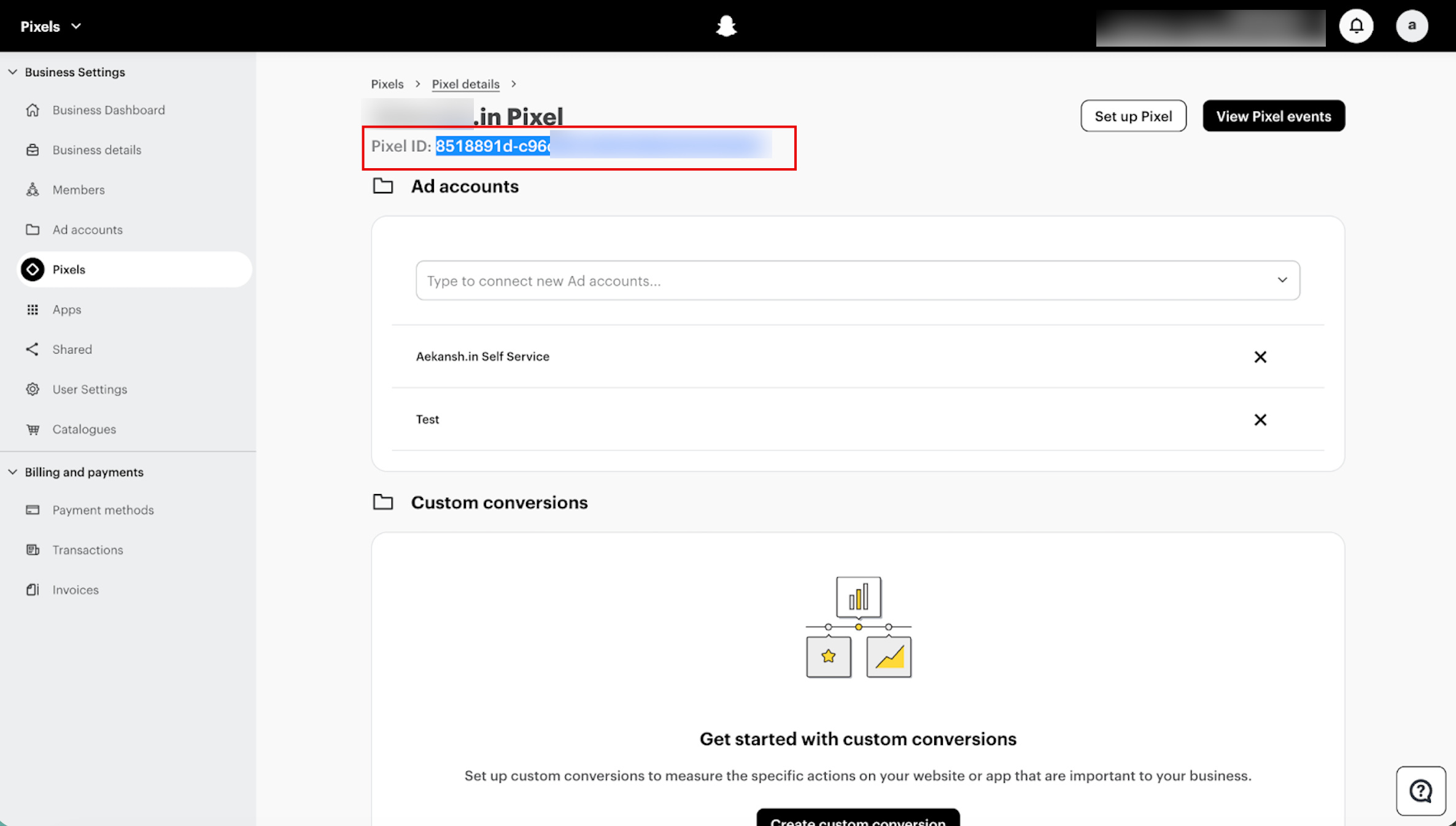 Copy the Pixel ID for use in Step 2